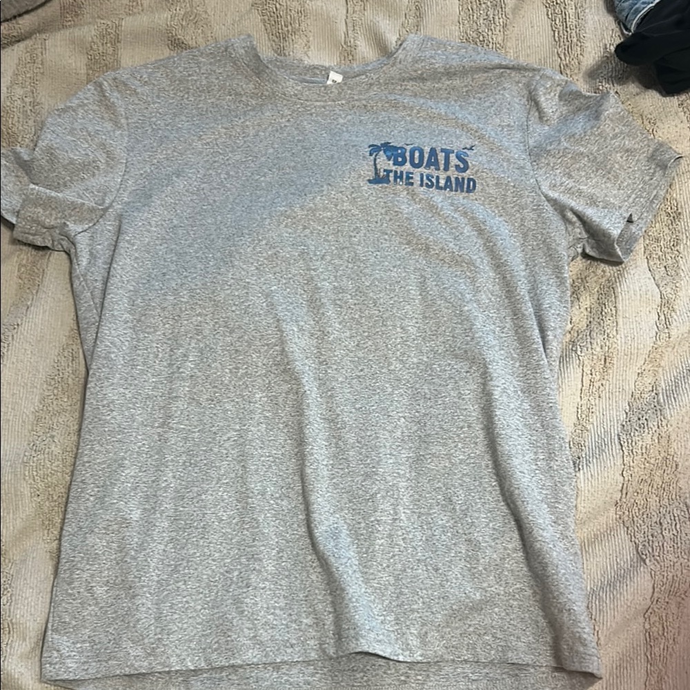 Gray T-Shirt with Blue Graphic